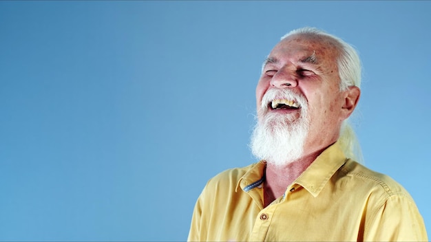 Old Man is Laughing So Happily Photo