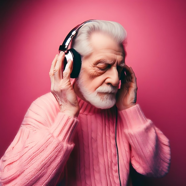 old man listening music