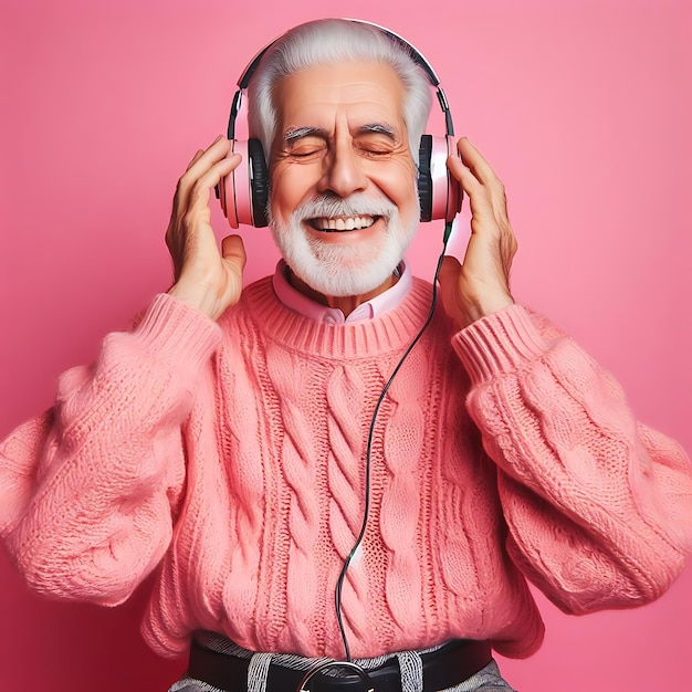 old man listening music