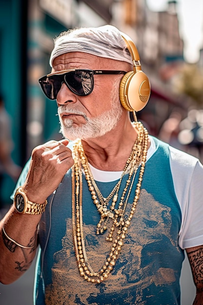 Old man in rap style