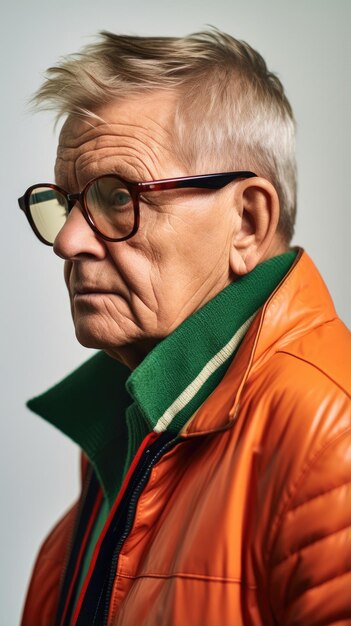 Old man wearing glasses short hair