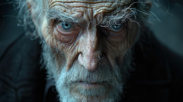 an old man with a beard and a blue eyes