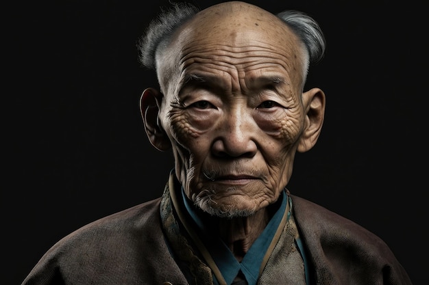 An old man with a dark background