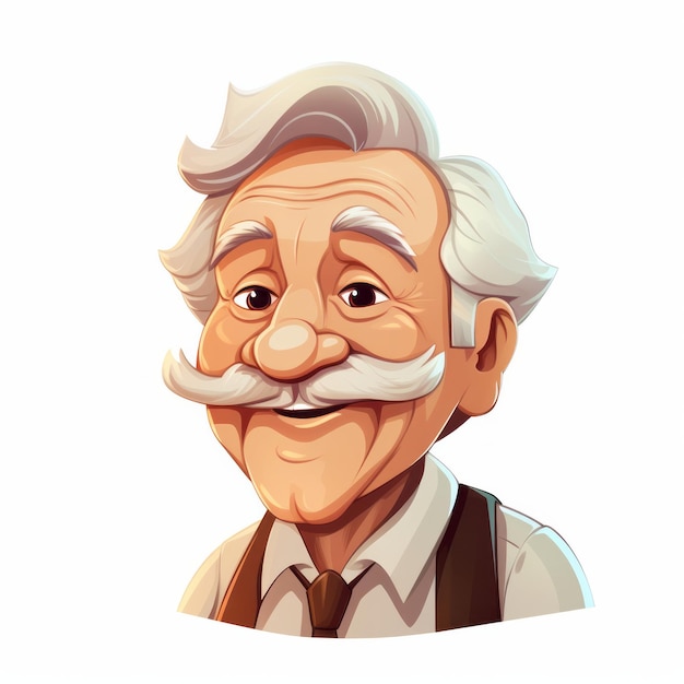 Old man with moustache and beard cartoon character male grandfather avatar active elderly concept