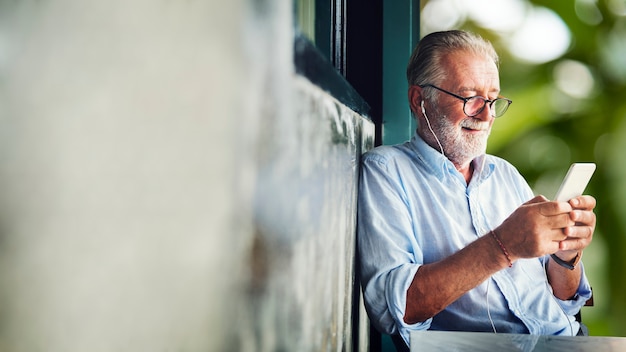 Old man with a smartphone