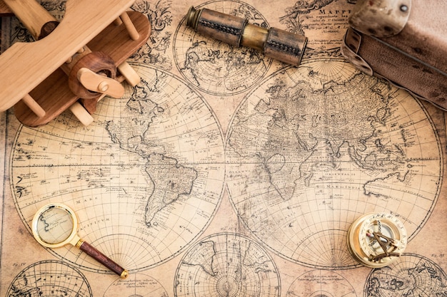 old maps and vintage nautical objects 