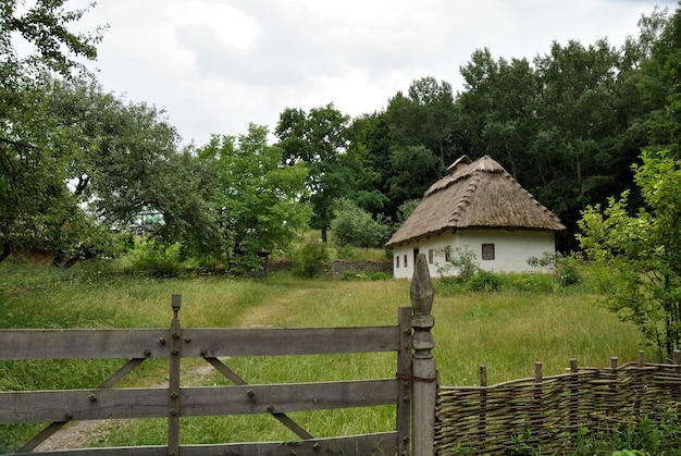 Old mazanka house in the Ukrainian village