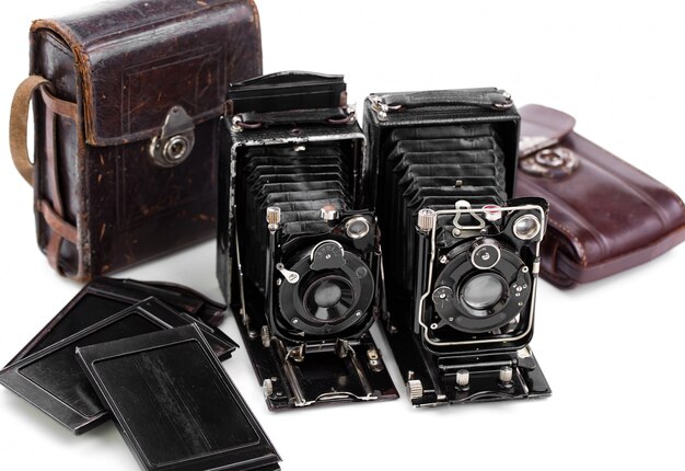 Old mechanical photo cameras