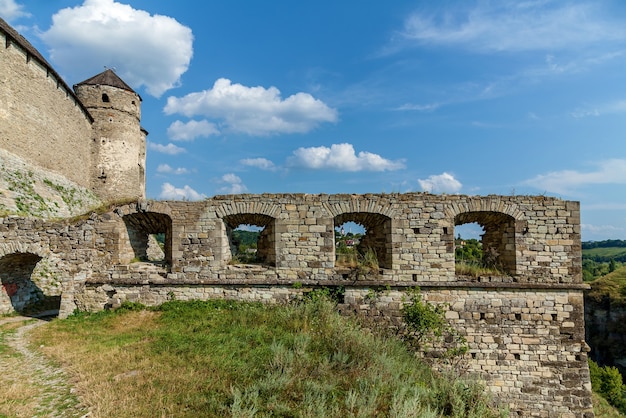 The old medieval castle of the city of KamenetzPodolsky one of the historical monuments of Ukraine