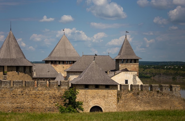 Old medieval castle in the city of khotyn in the afternoon in summer