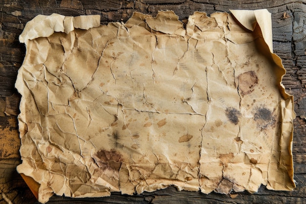 Old Medieval Paper Sheet with Vintage Texture Cut Out on Aged Surface