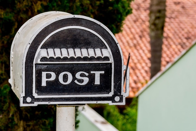 Old metal mailbox close up