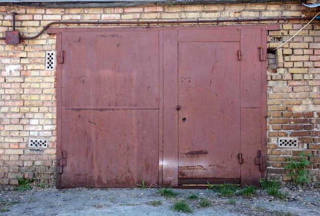 old metal warehouse door hangar