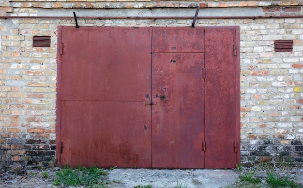 old metal warehouse door hangar