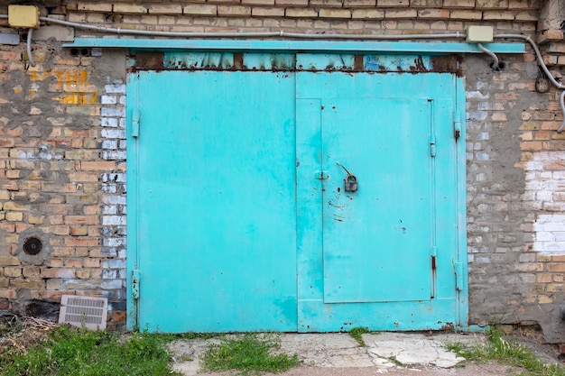 old metal warehouse door hangar