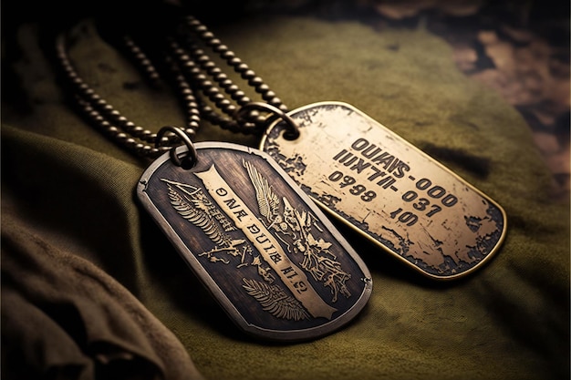 Old military tags digital illustration painting retro style