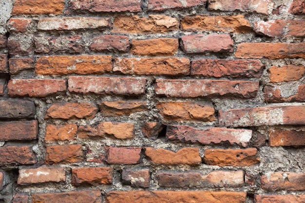 Old orange brick wall close up