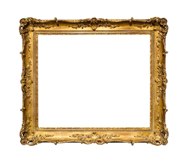 Old ornamental golden picture frame isolated