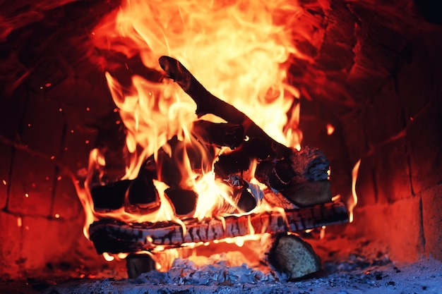 Old oven with flame fire