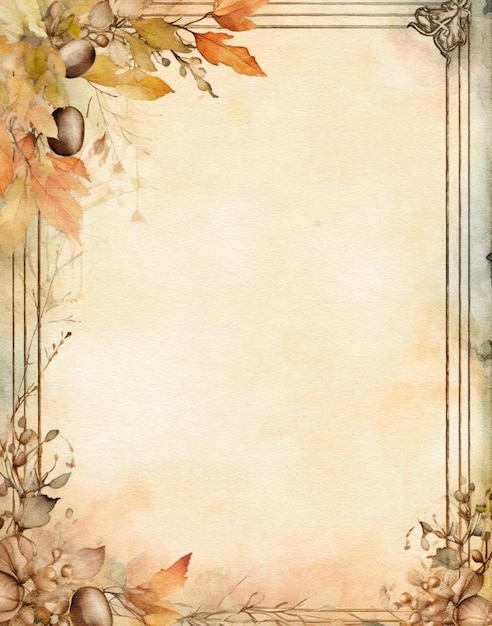 Old paper autumn border autumn plants frame vintage scrapbooking paper