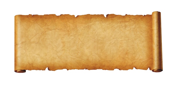 Old paper horizontal banner Parchment scroll isolated on white