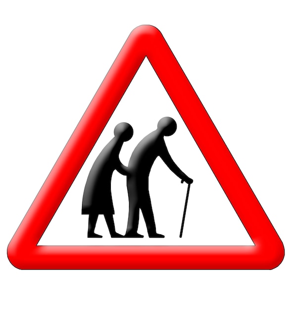 Old people crossing traffic sign