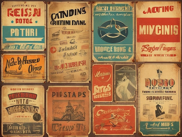 Photo old posters and signs vintage and retro background