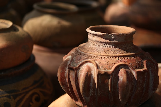 Old pottery used as a container