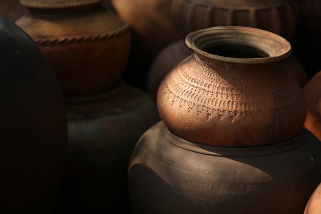 Old pottery used as a container