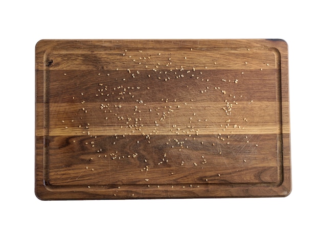 Old rectangular brown wooden cutting board 