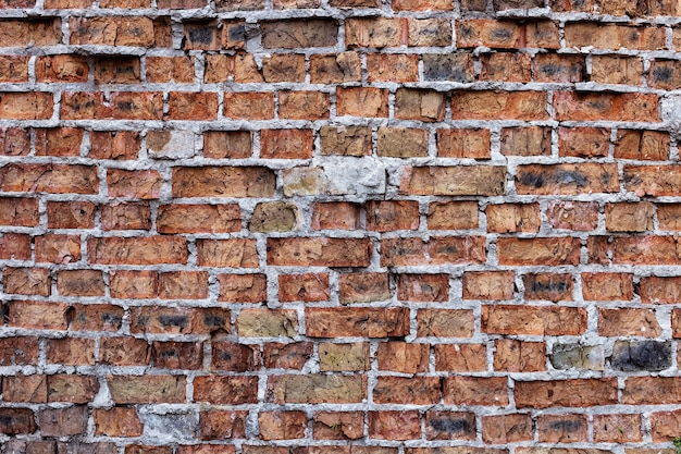 Old red brick wall, rustic, shattered texture