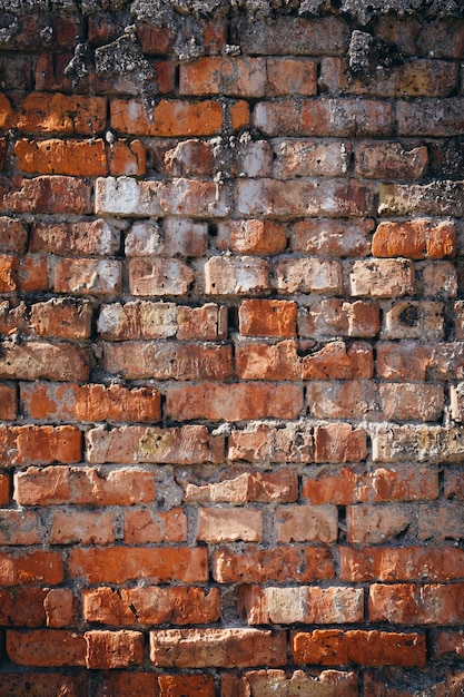 Old red brick wall texture background vertical