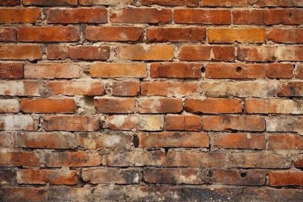 Old Red Brick Wall Texture with Vintage Orange Tint