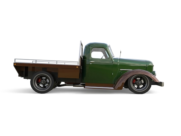 Old restored pickup. Pick-up in the style of hot rod. 3d rendering.