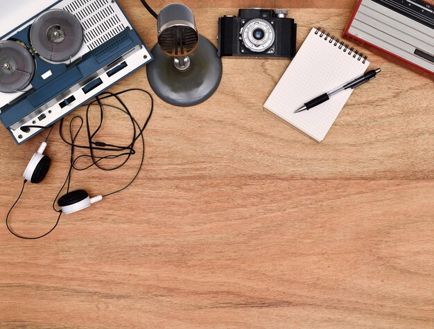 Old retro object on wooden table