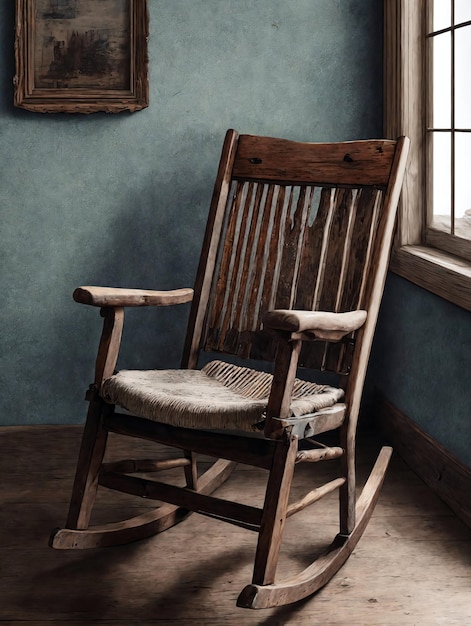 Photo old rocking chair in the room vintage style aigenerated