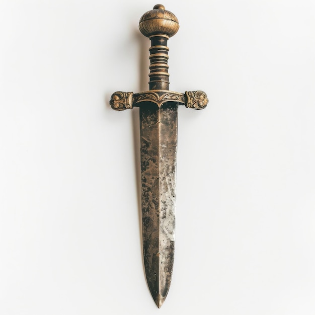 Old Roman dagger pugio showcased on plain white backdrop