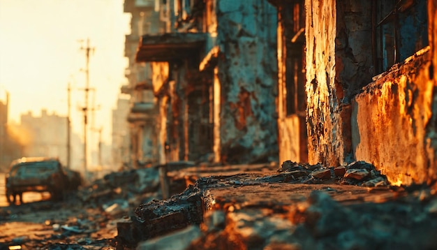 an old ruined city in rusty color a macro photo