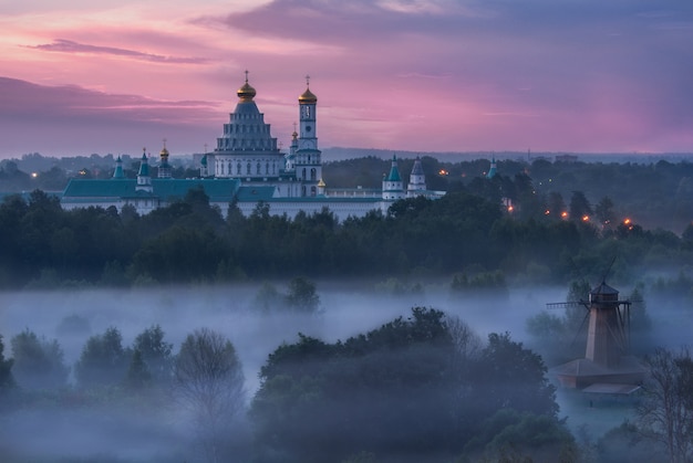 old russian orthodox monastery early morning