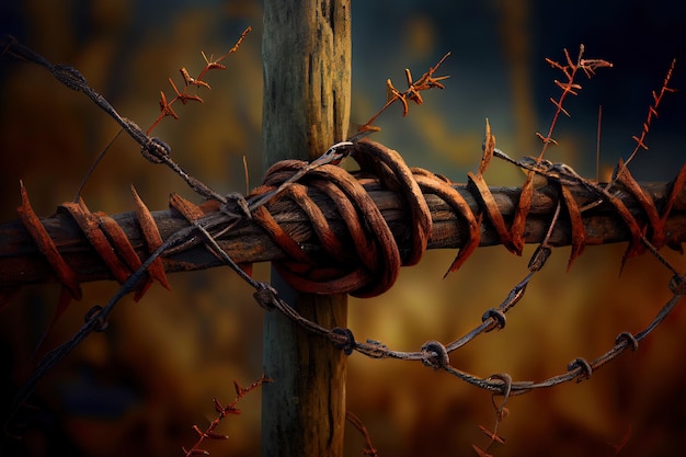 Old rusted barbed wire