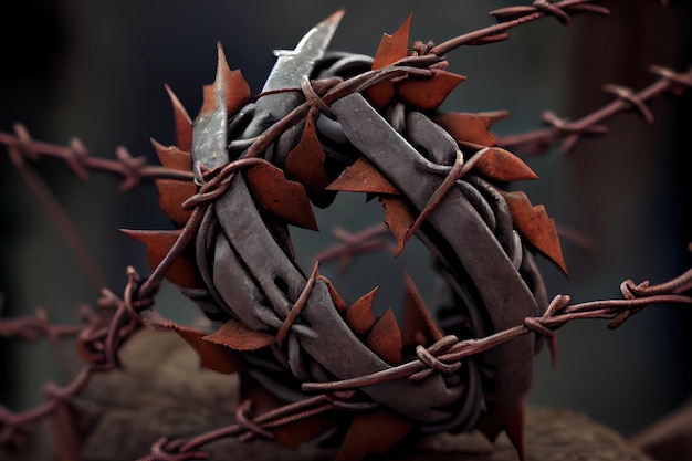 Old rusted barbed wire