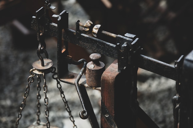 Old rusted cast iron scales.