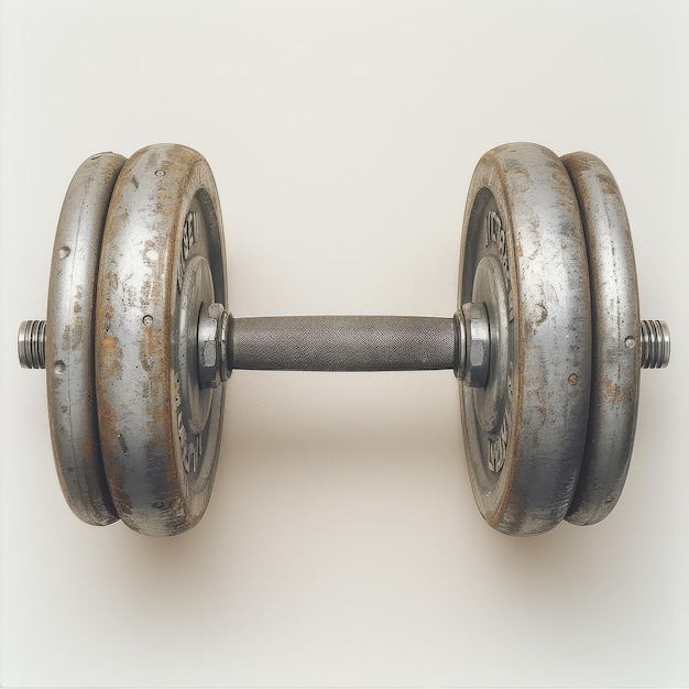 Photo old rusted dumbbell isolated against a white background