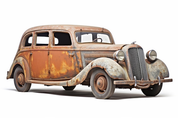 Old Rusted Out Car on White Background On a White or Clear Surface PNG Transparent Background