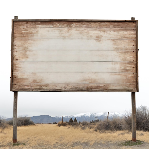 Old rustic blank billboard advertisement sign on white background