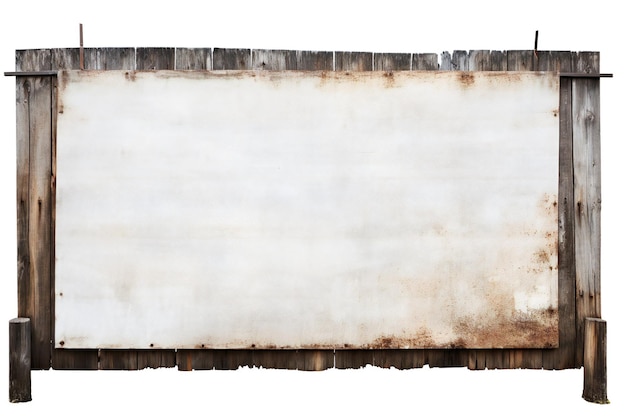 Old rustic blank billboard advertisement sign on white background