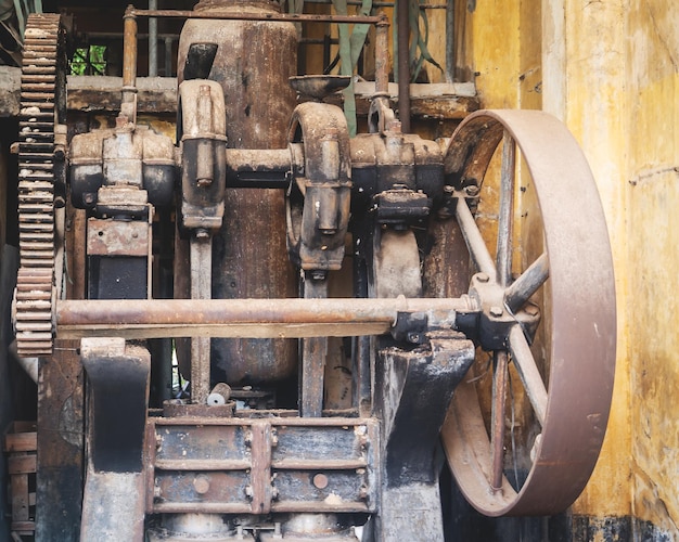 Old rustic factory machinery in an abandond factoy