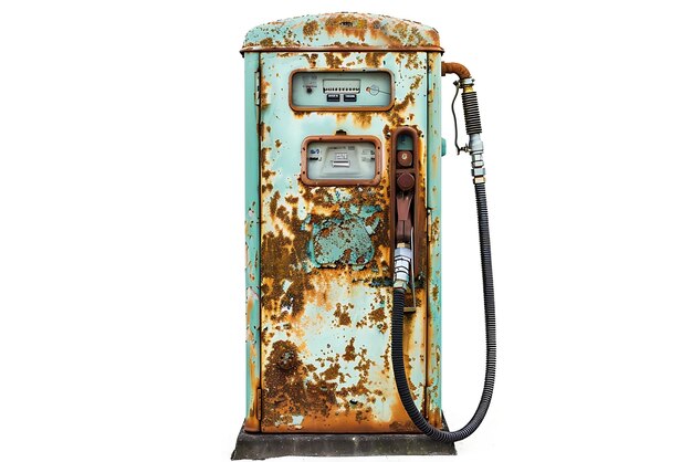 Photo old rusty gas pump on a white background 3d rendering