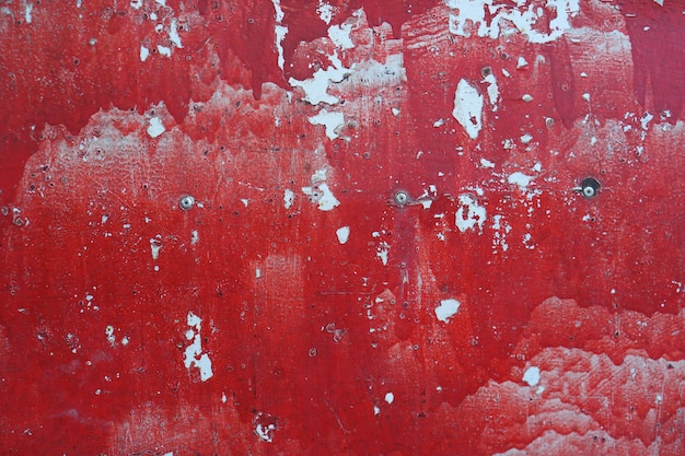 Old rusty red iron background Peeling paint