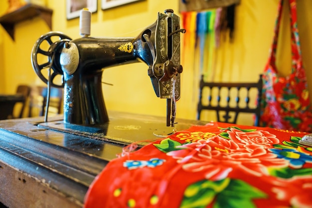 Old Sewing machine on table